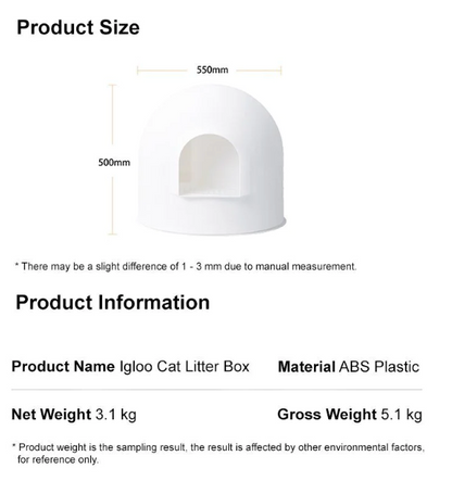 pidan "Igloo" Cat Litter Box include litter scoop - White