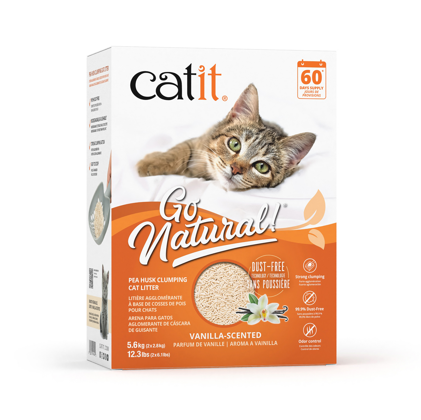 Catit Go Natural! Pea Husk Clumping Cat Litter - Vanilla - 5.6 kg (12.3 lbs) Box