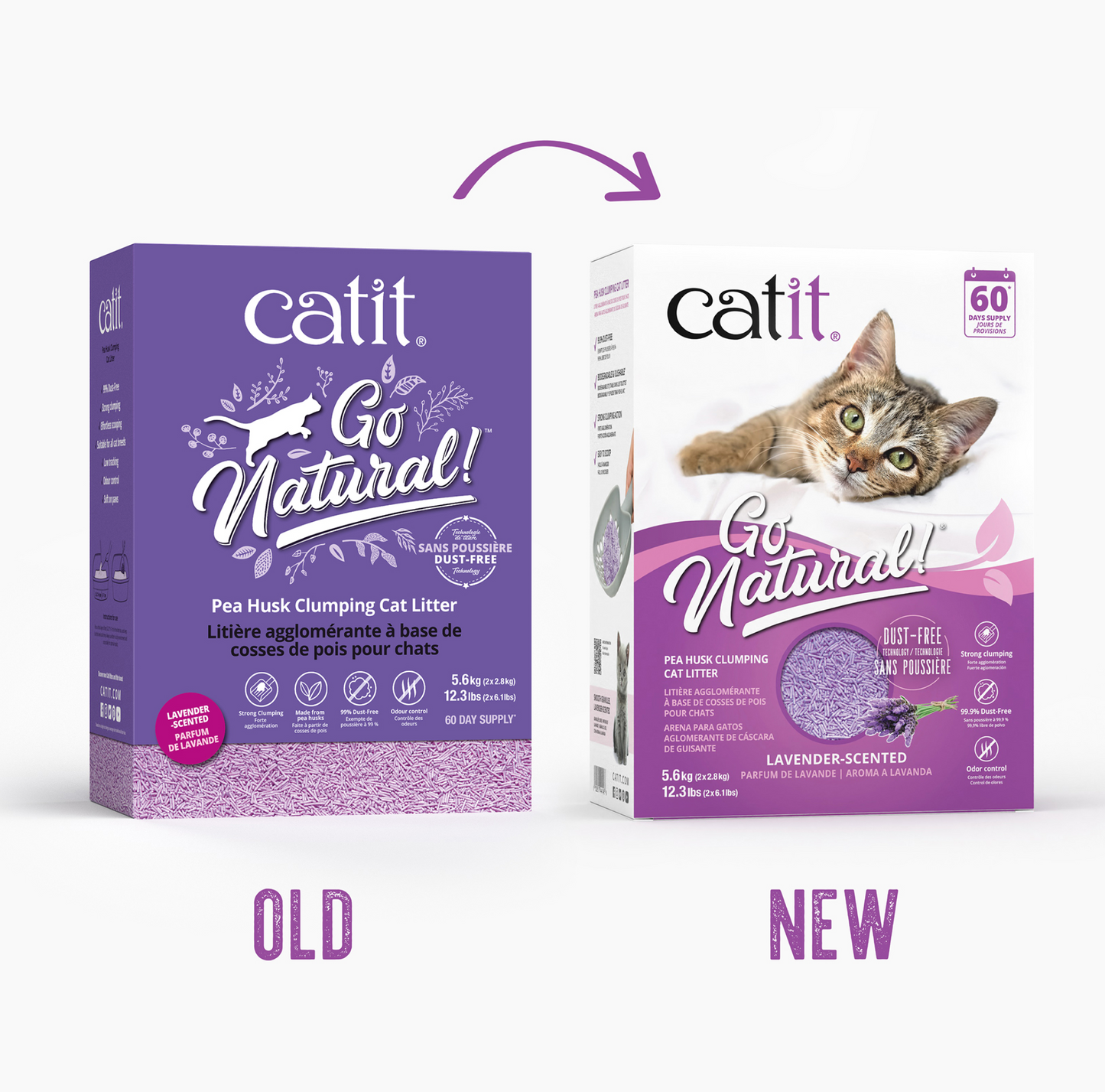 Catit Go Natural! Pea Husk Clumping Cat Litter - Lavender - 5.6 kg (12.3 lbs) Box