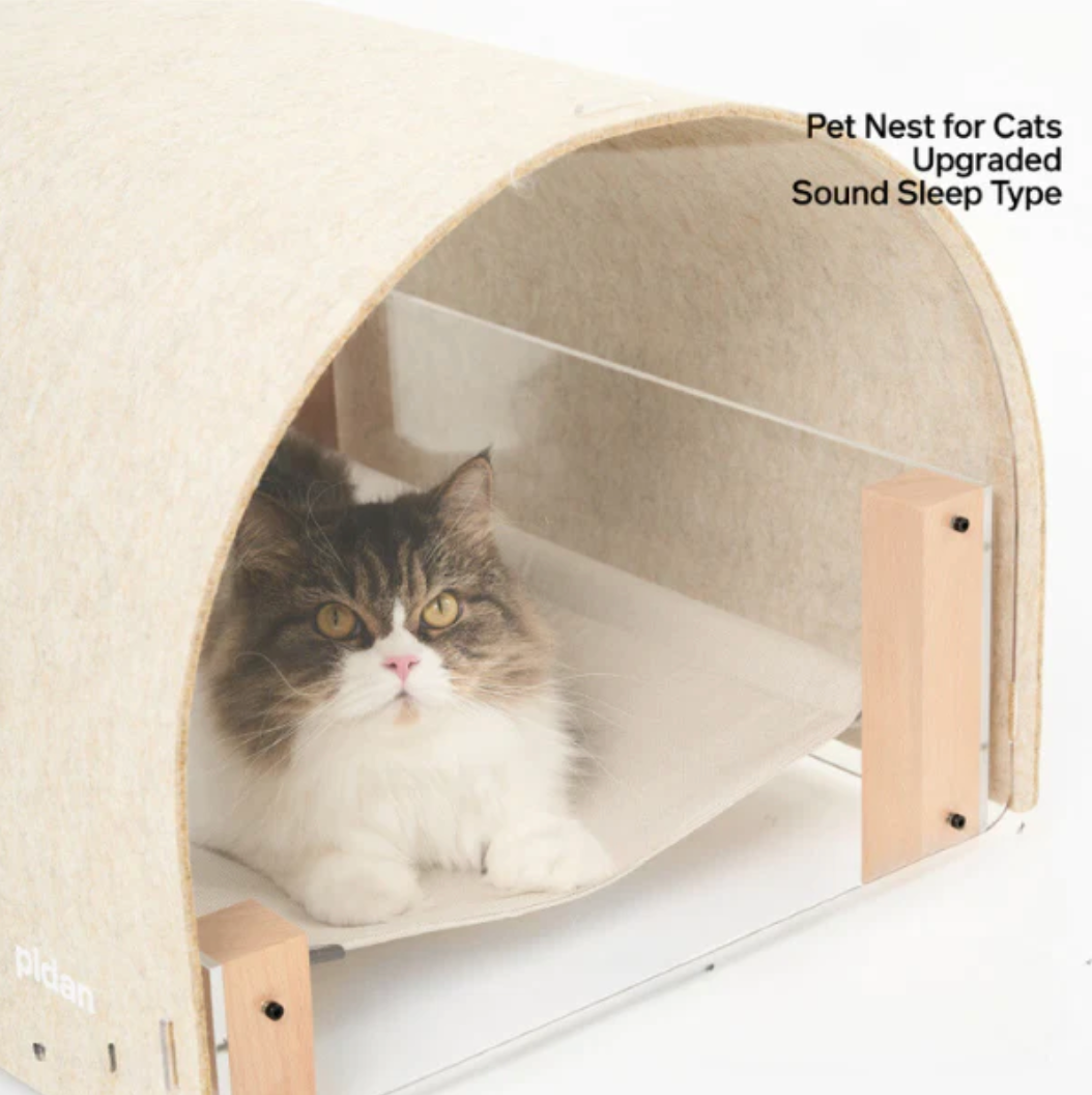 pidan Acrylic Cat Haven with Integrated Scratch Board and Felt-Covered Round Arch Roof