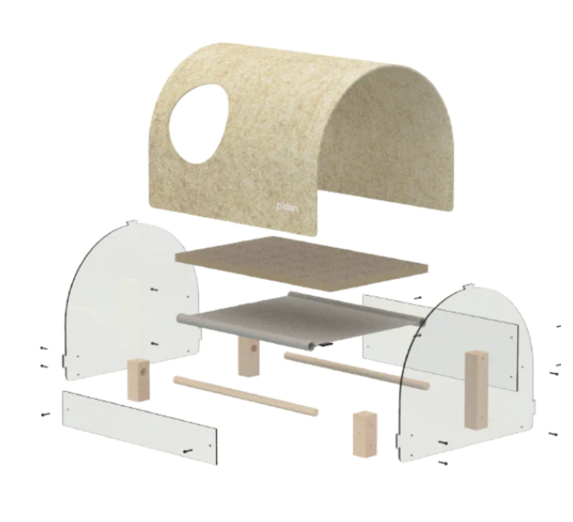 pidan Acrylic Cat Haven with Integrated Scratch Board and Felt-Covered Round Arch Roof