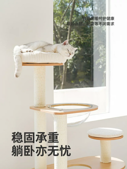 ZEZE Modern Wooden Cat Tree