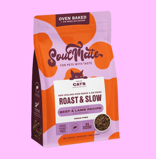SoulMate New Zealand Oven Baked & Air Dried Cat Roast & Slow High Country Red - Beef & Lamb