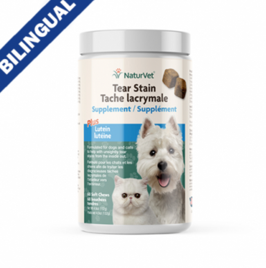 NATURVET® TEAR STAIN SUPPLEMENT PLUS LUTEIN SOFT CHEW FOR DOGS & CATS