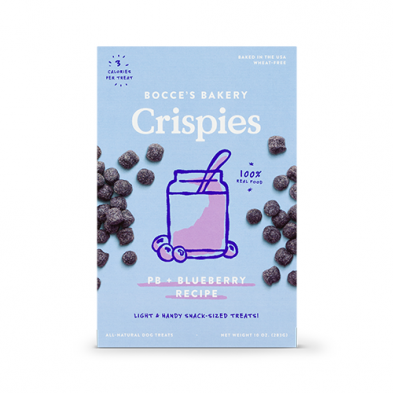 BOCCE'S BAKERY CRISPIES PB + BLUEBERRY RECIPE DOG TREATS 10OZ