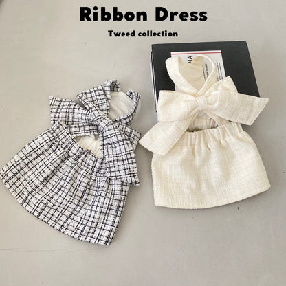 Ribbon Dress Tweed Colletcion - black